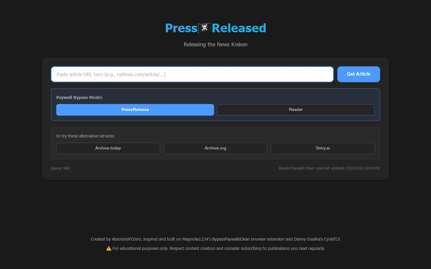 Press🏴‍☠️Released Homepage screenshot