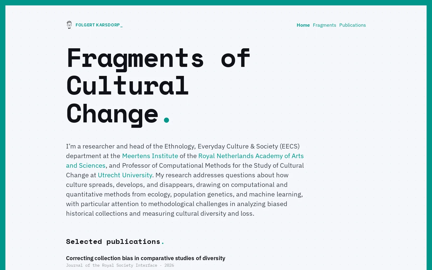 Fragments of Cultural Change - Folgert Karsdorp Homepage screenshot