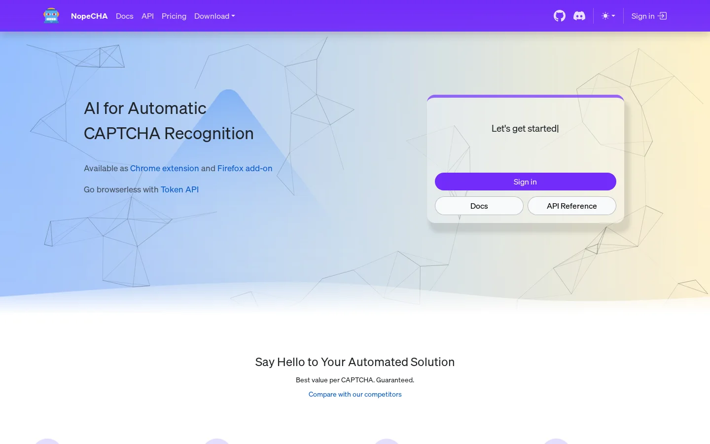 NopeCHA Homepage screenshot