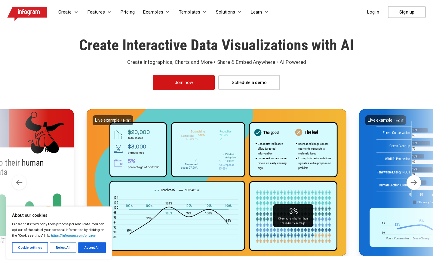 Infogram Homepage screenshot