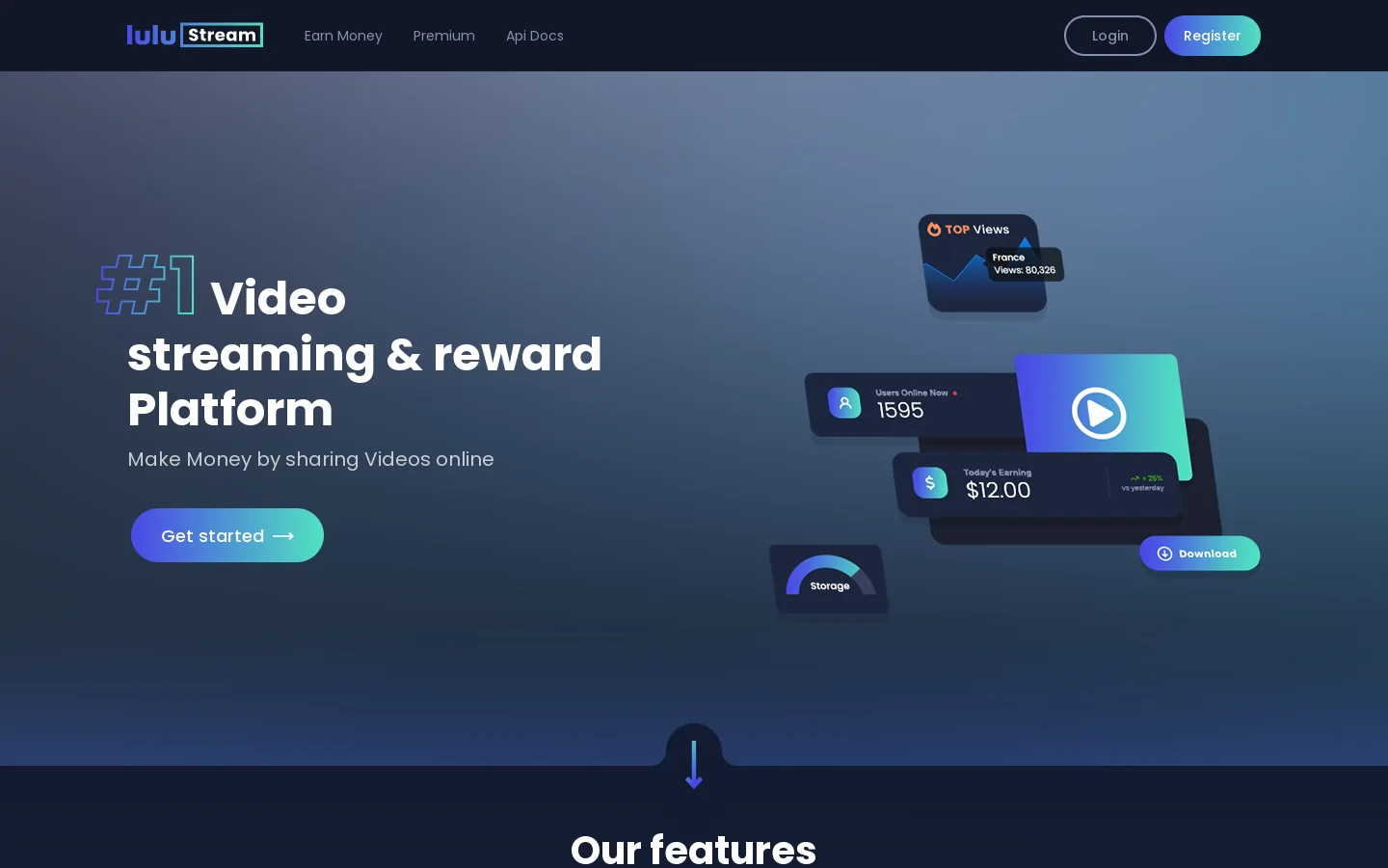 LuluStream Homepage screenshot
