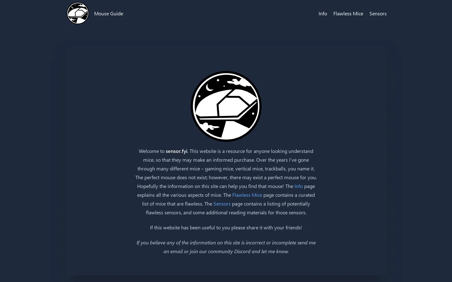 Mouse Guide Homepage screenshot