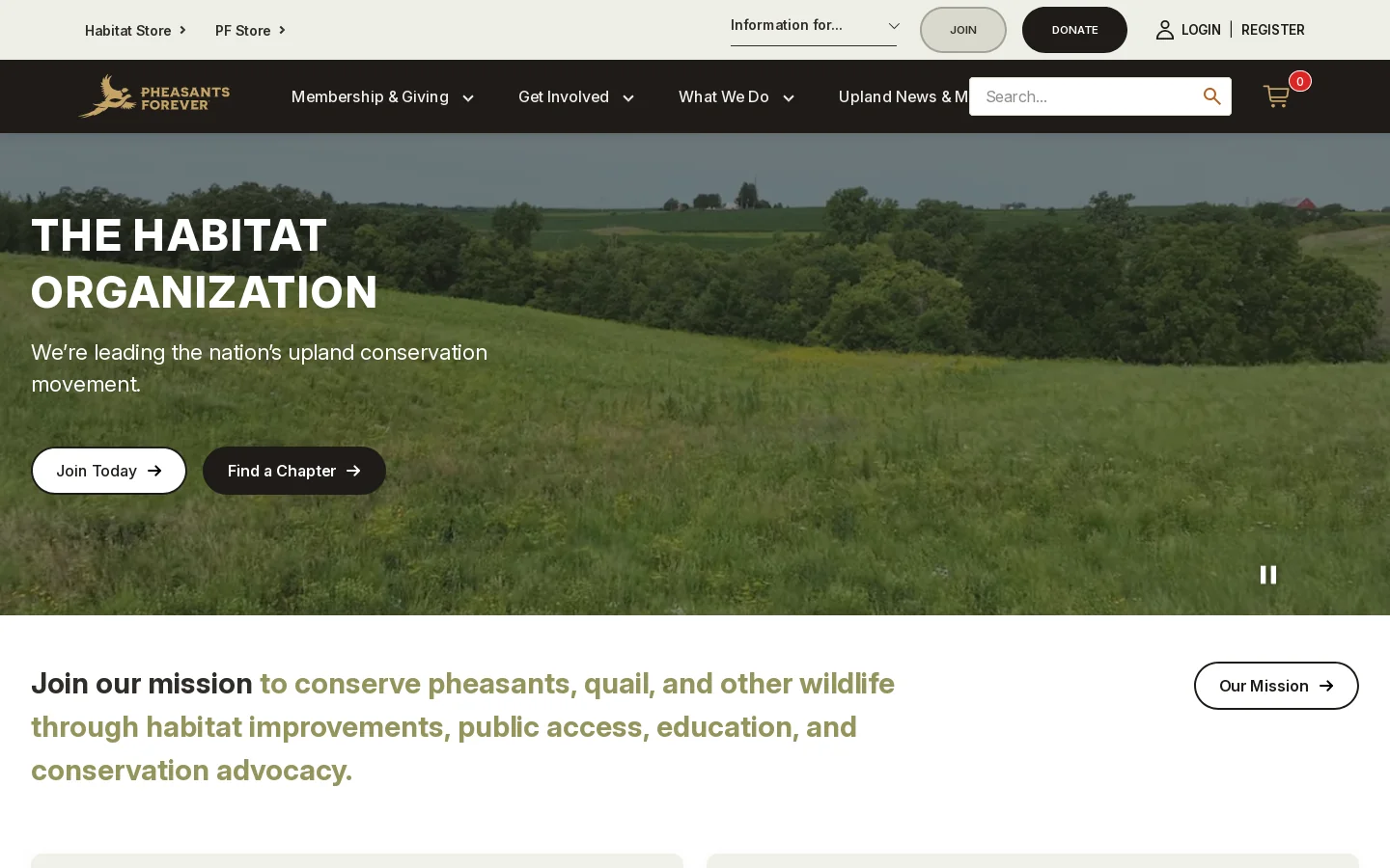 Pheasants Forever Homepage screenshot