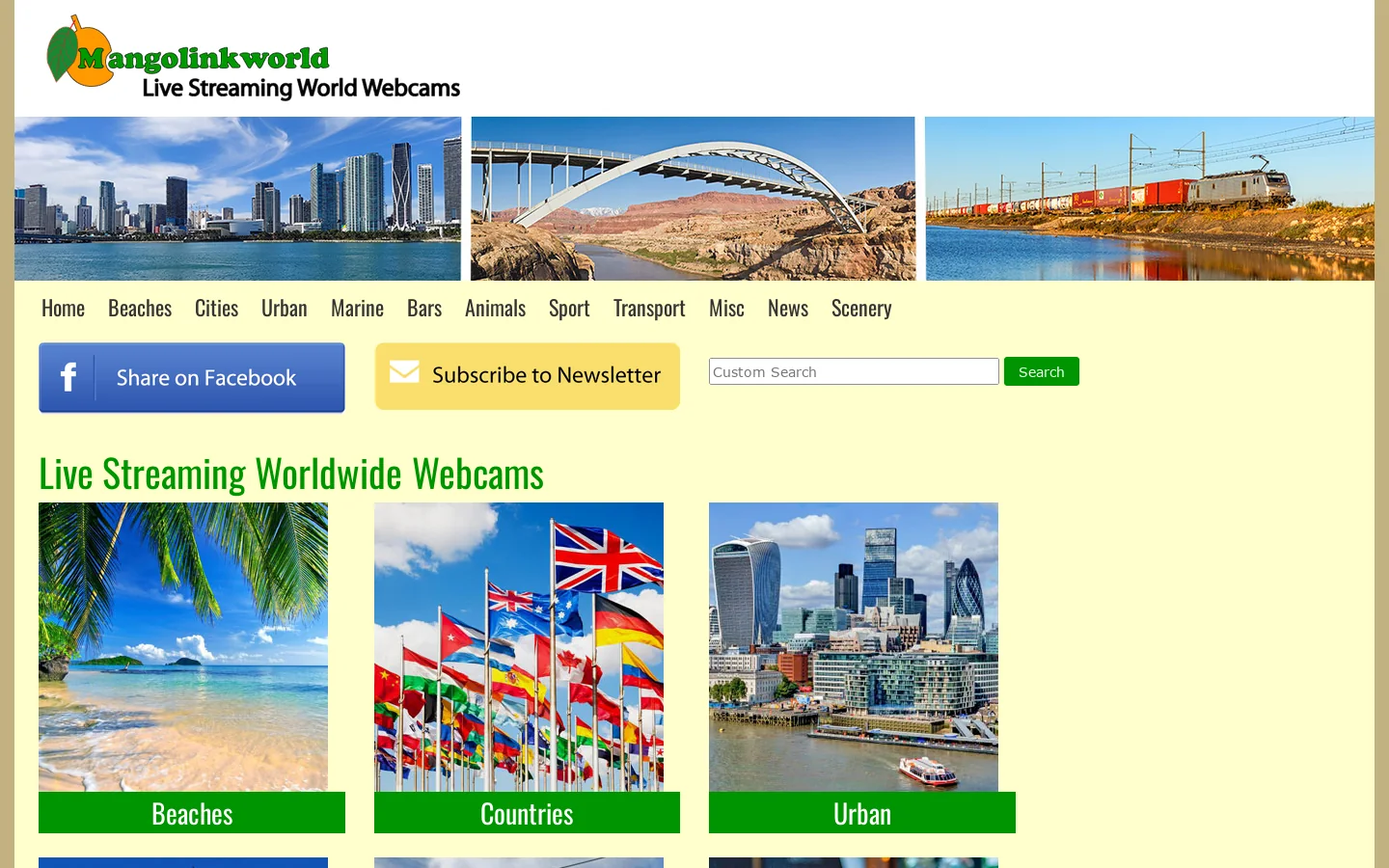 Live Streaming Worldwide Web Cams Homepage screenshot