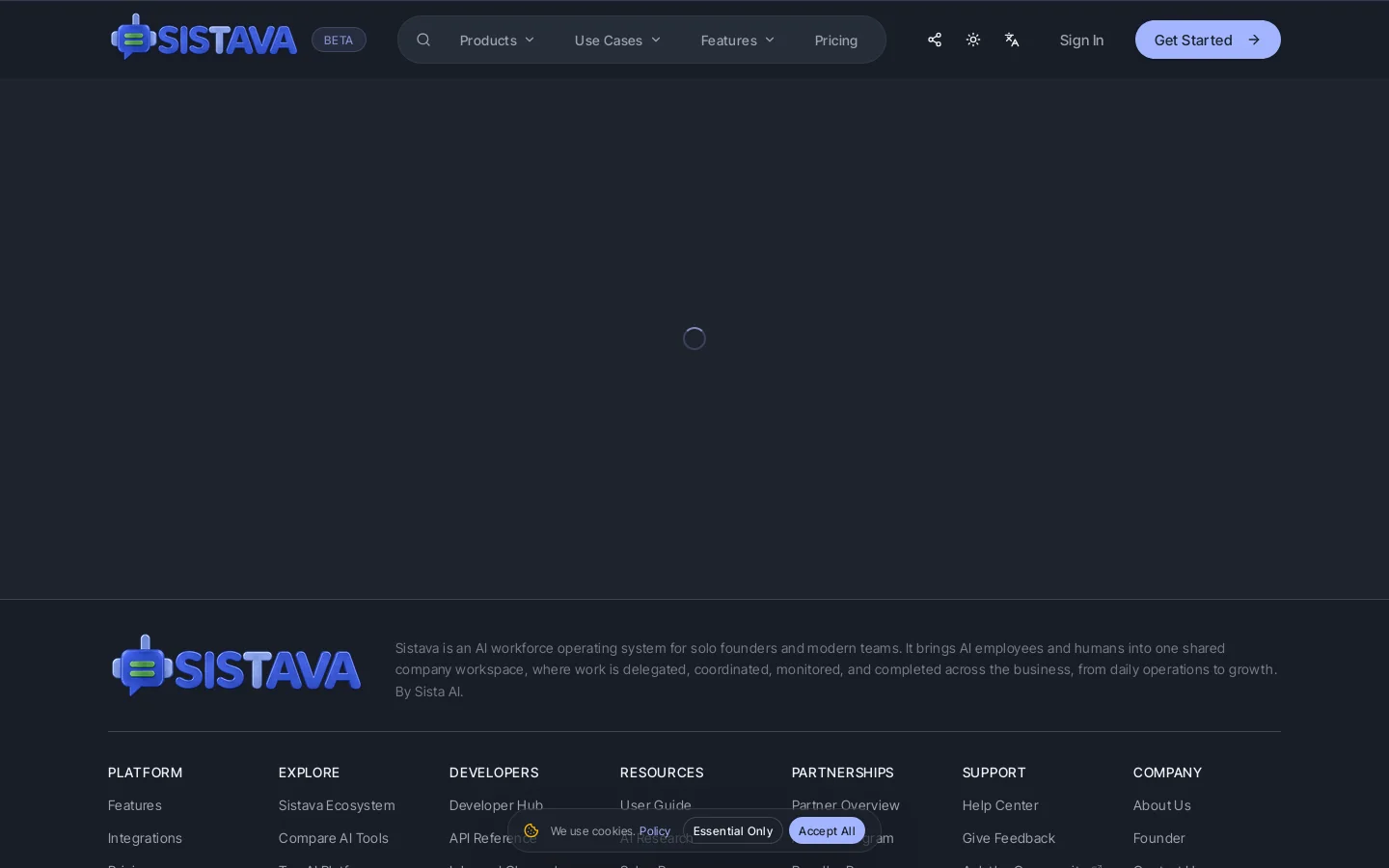 Sistava Homepage screenshot