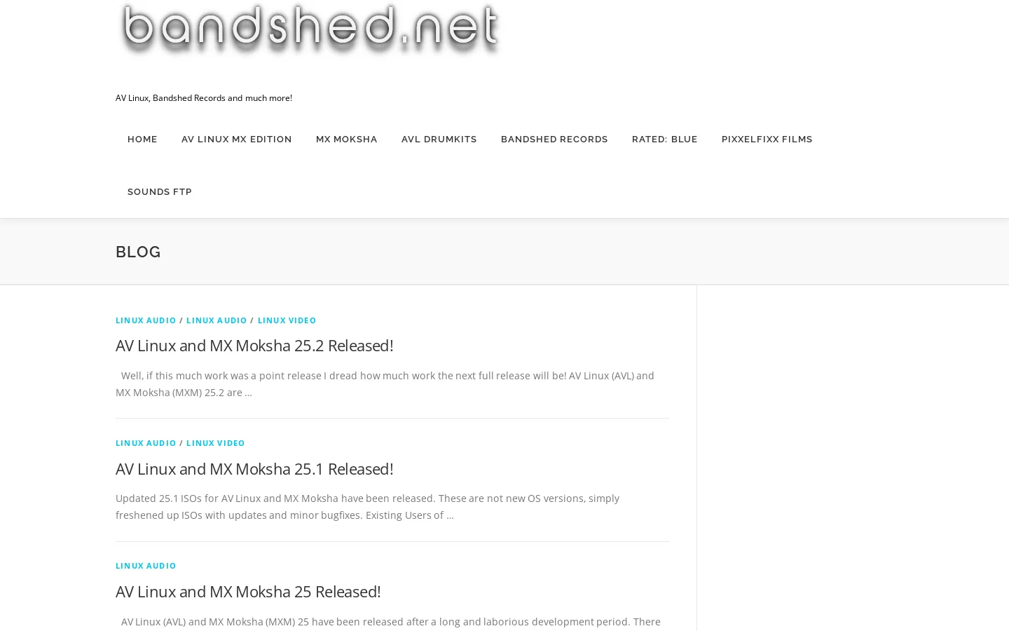 AV Linux, Bandshed Records and much more! Homepage screenshot