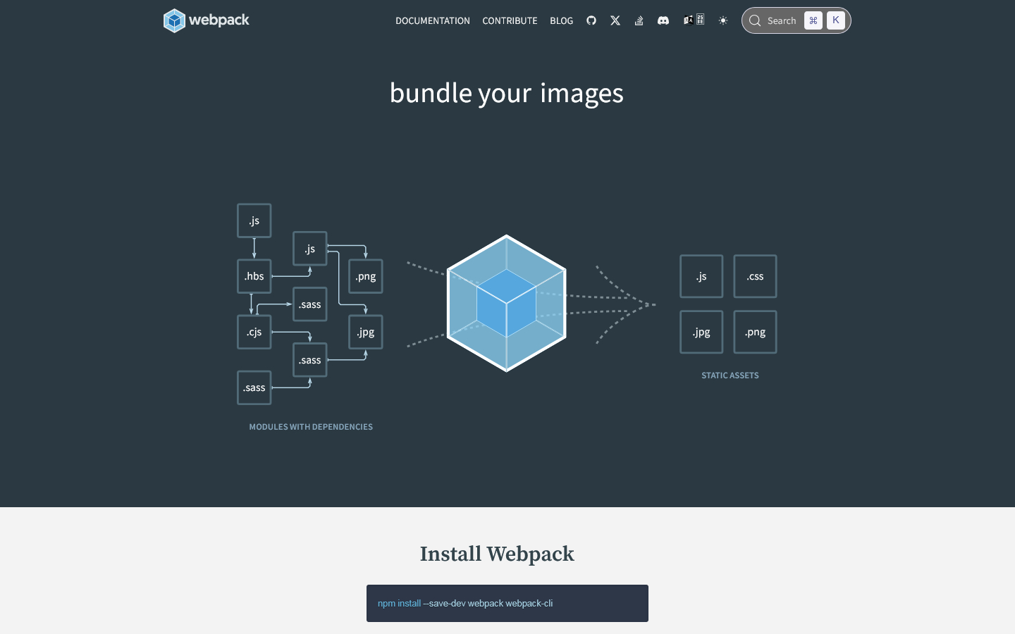 webpack Homepage screenshot