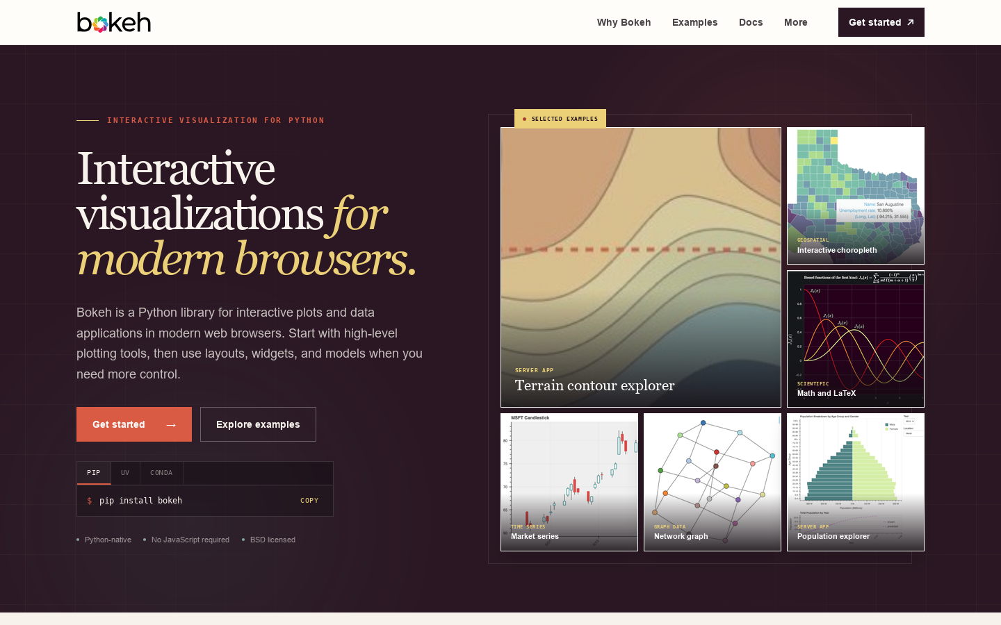 Bokeh Homepage screenshot