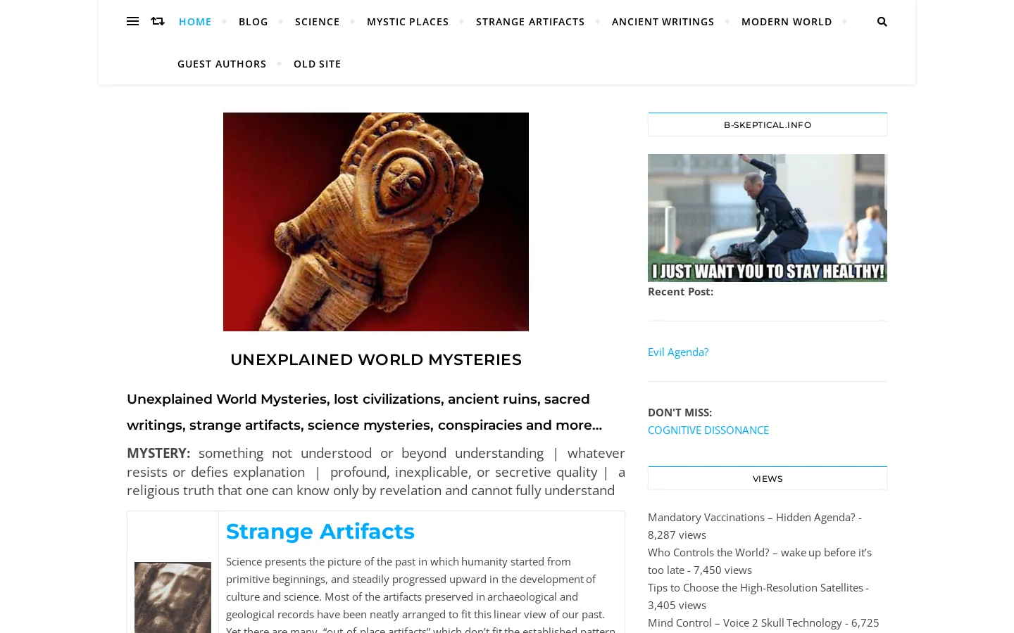 Unexplained Mysteries around the world Homepage screenshot