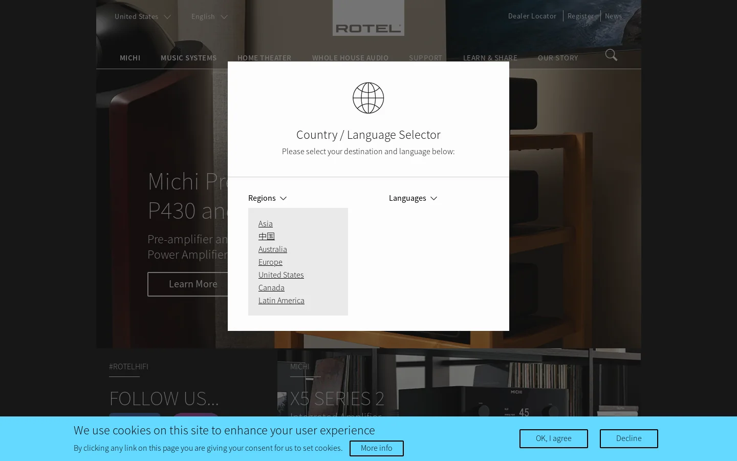 Rotel Homepage screenshot
