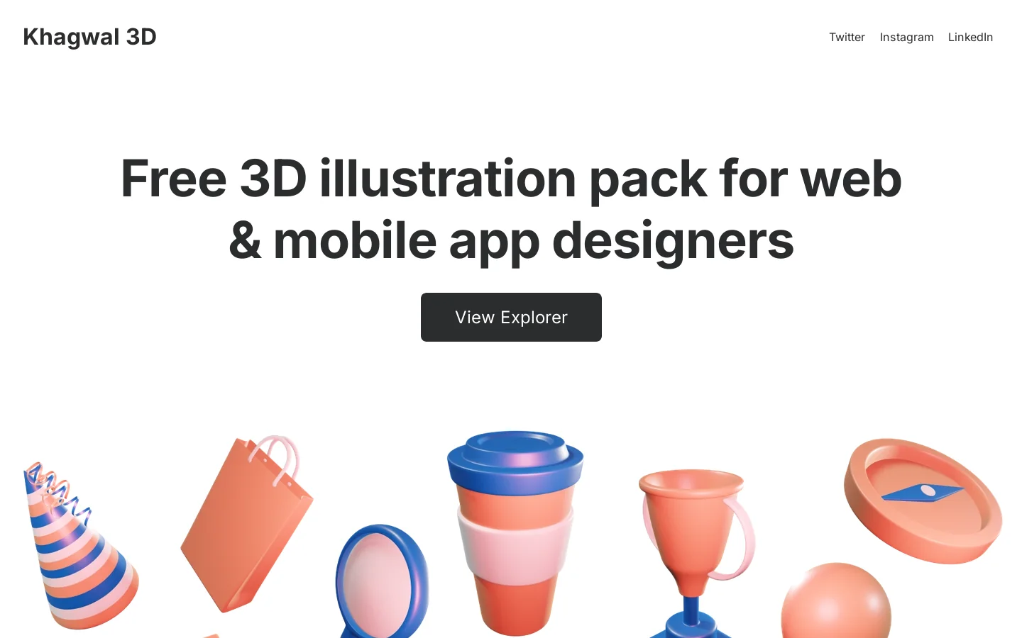 Free 3D Illustration Pack Library - Khagwal 3D Homepage screenshot