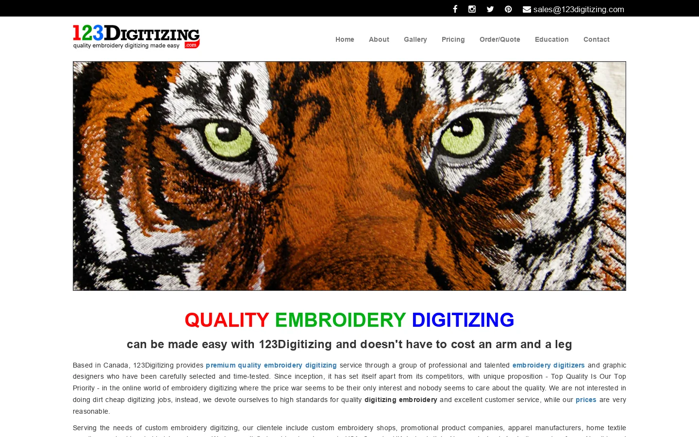 Embroidery Digitizing, Digitizing Embroidery - 50% off your first order Homepage screenshot