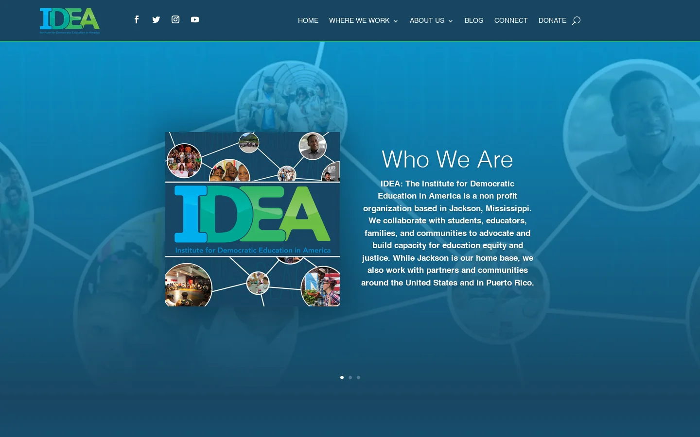 IDEA: Institute for Democratic Education in America Homepage screenshot