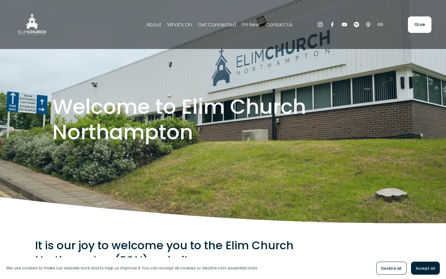 Elim Church Northampton Homepage screenshot