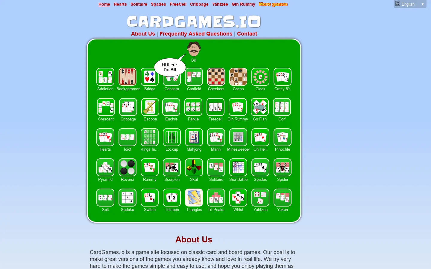 CardGames.io Homepage screenshot