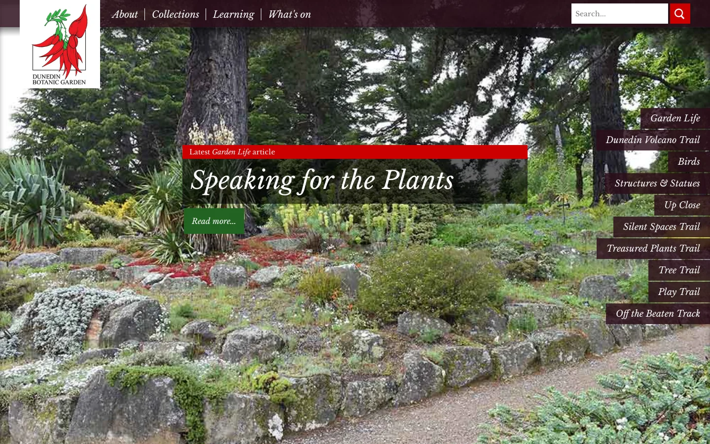Dunedin Botanic Garden Official Website Homepage screenshot
