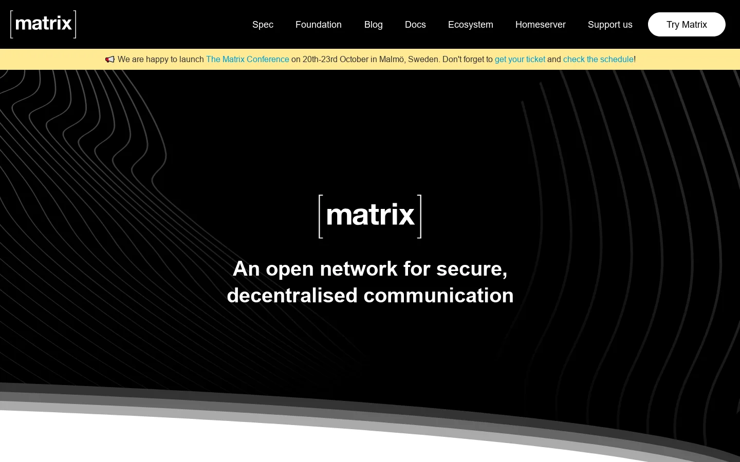 Matrix.org Homepage screenshot