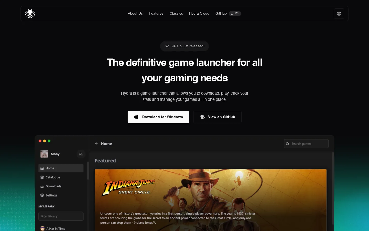 Hydra Launcher Homepage screenshot