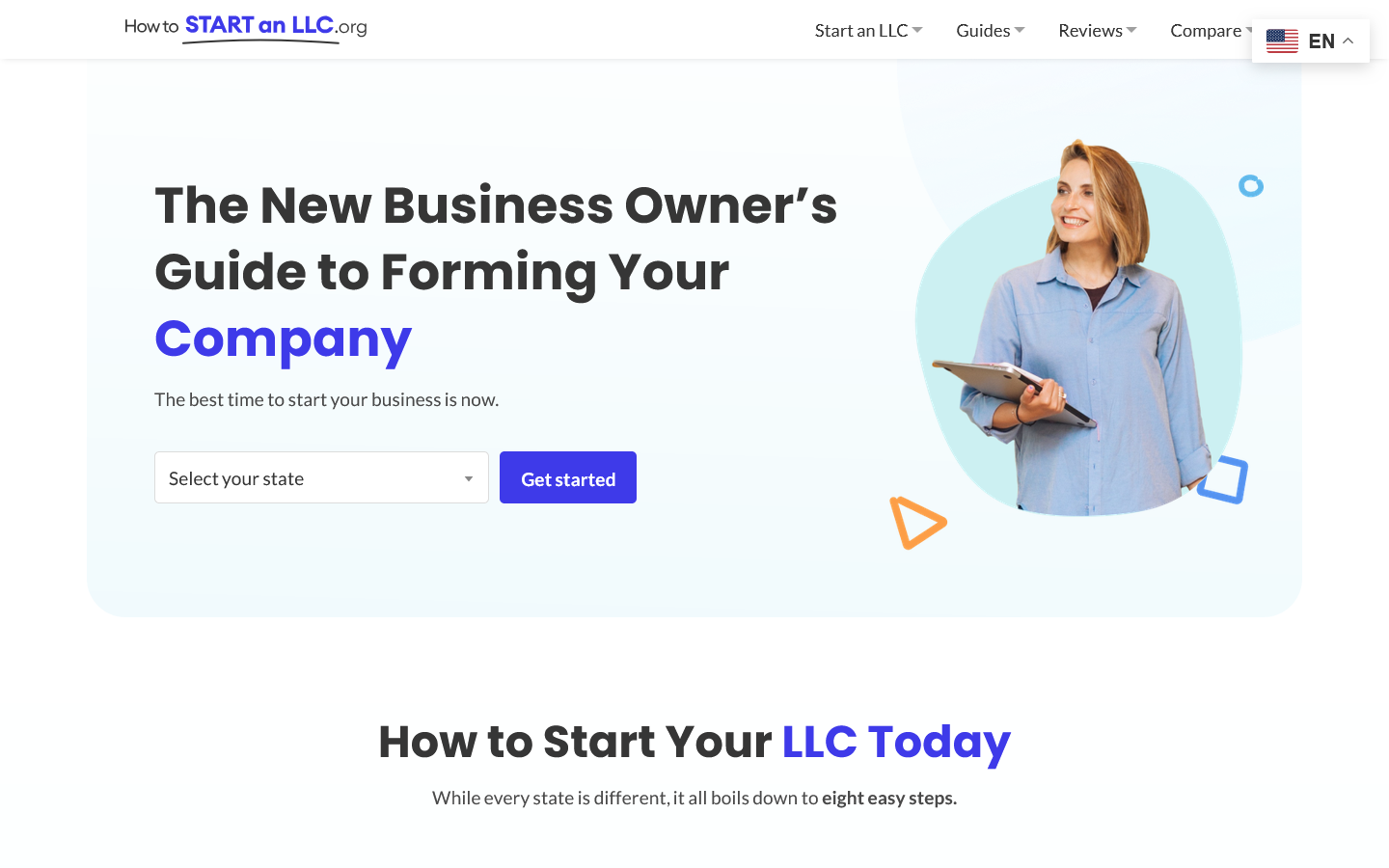 How to Start an LLC.org Homepage screenshot