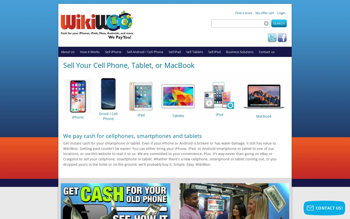 Sell Used Mobile Phones, Smartphones | We pay you at WikiWoo! Homepage screenshot