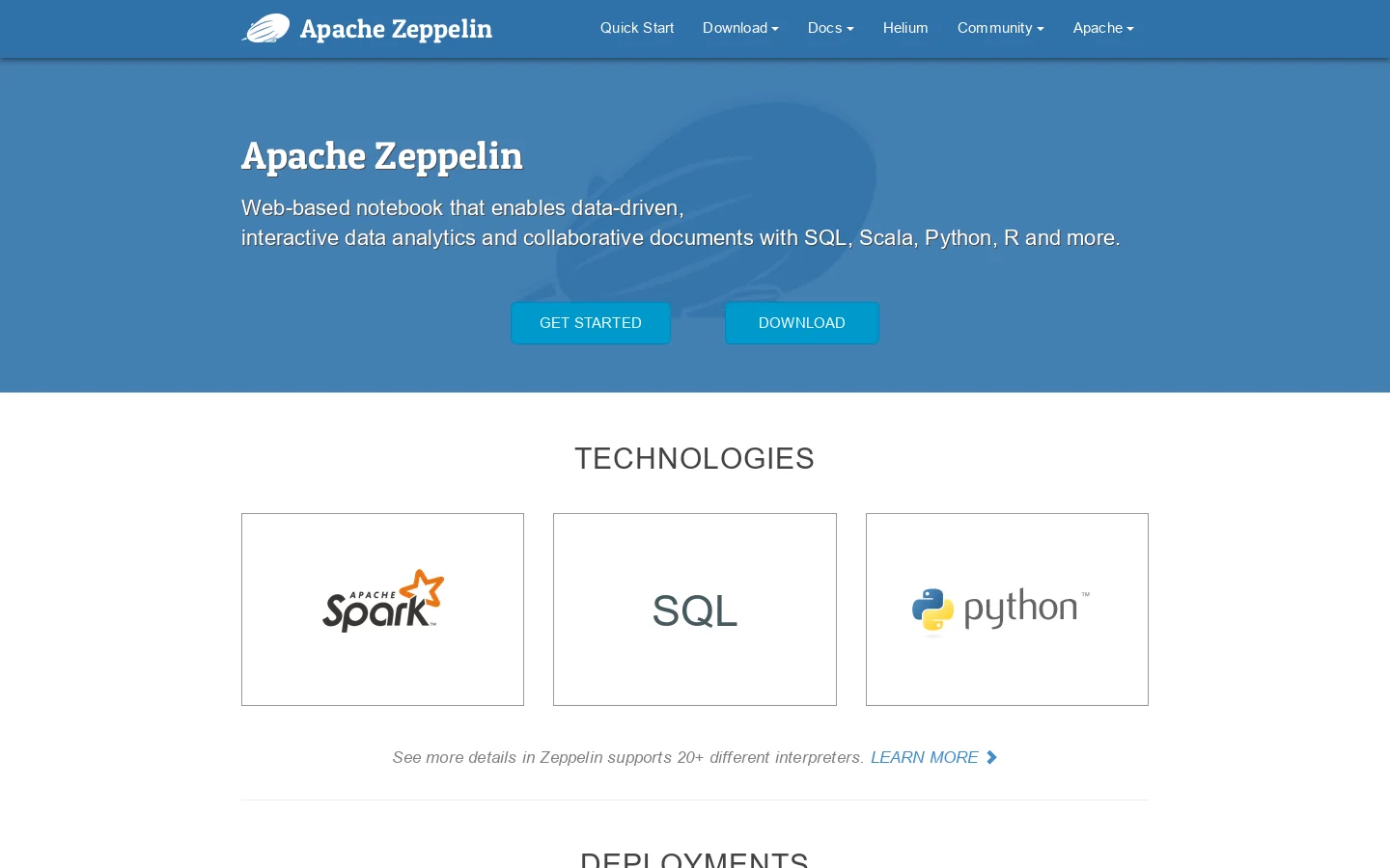 Zeppelin Homepage screenshot