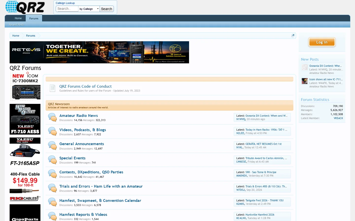 QRZ Forums Homepage screenshot
