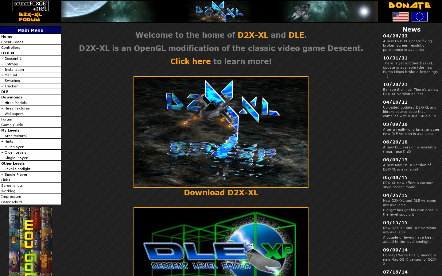 D2X-XL: Descent 1 and 2 revived and enhanced! Homepage screenshot