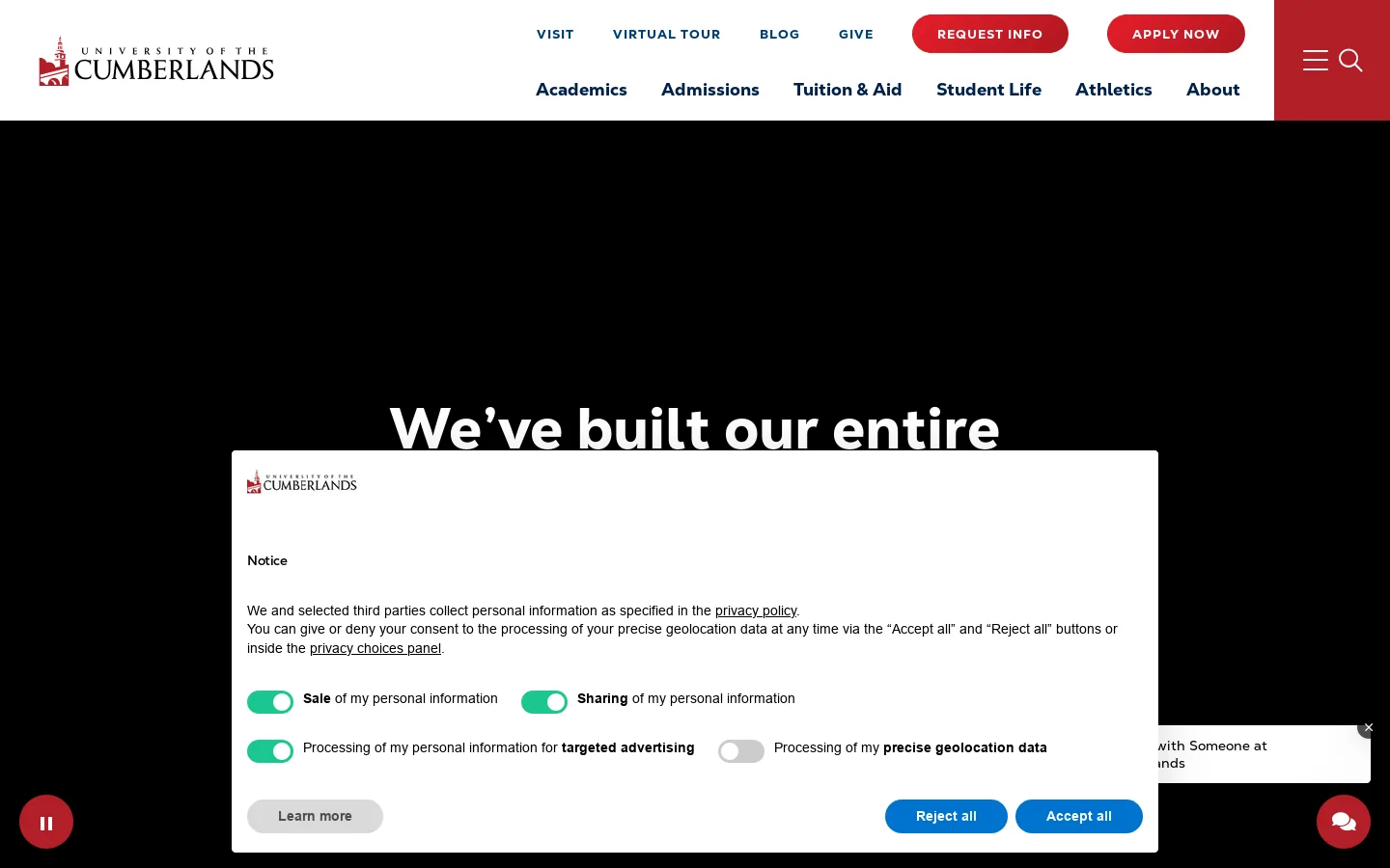 Home | University of the Cumberlands Homepage screenshot