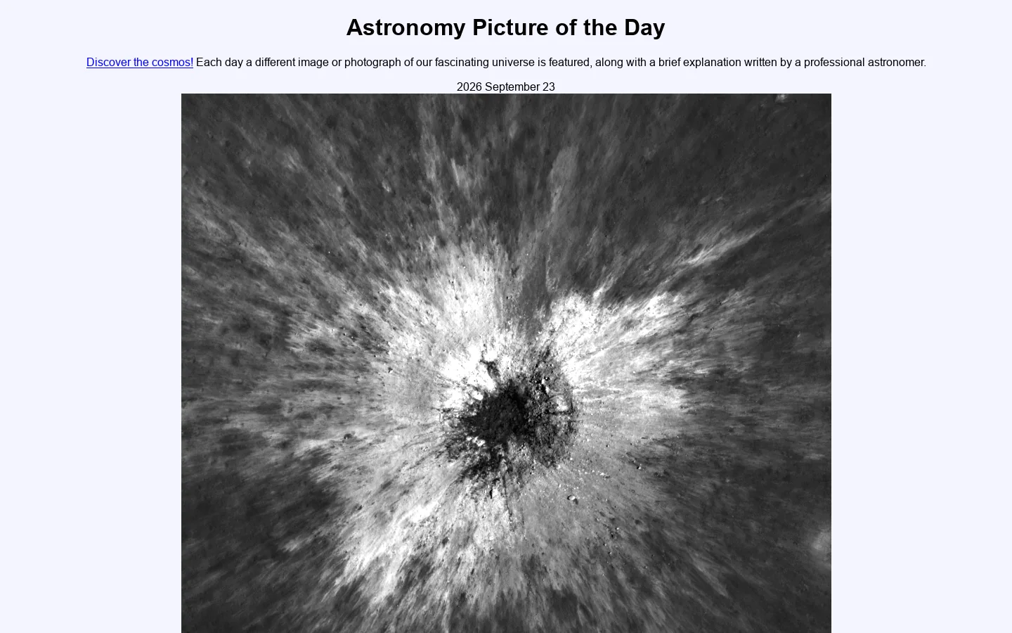 Astronomy Picture of the Day Homepage screenshot