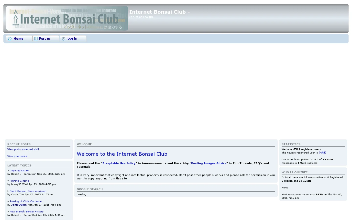 Internet Bonsai Club - Portal Homepage screenshot