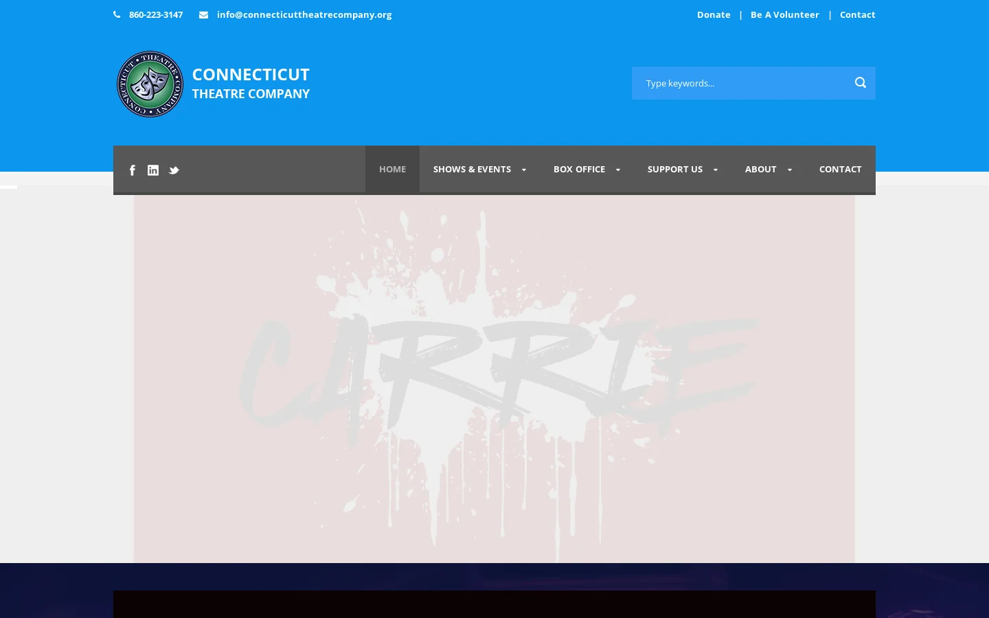 Connecticut Theatre Company Homepage screenshot