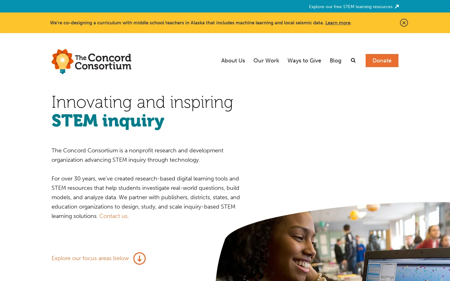 Concord Consortium Homepage screenshot