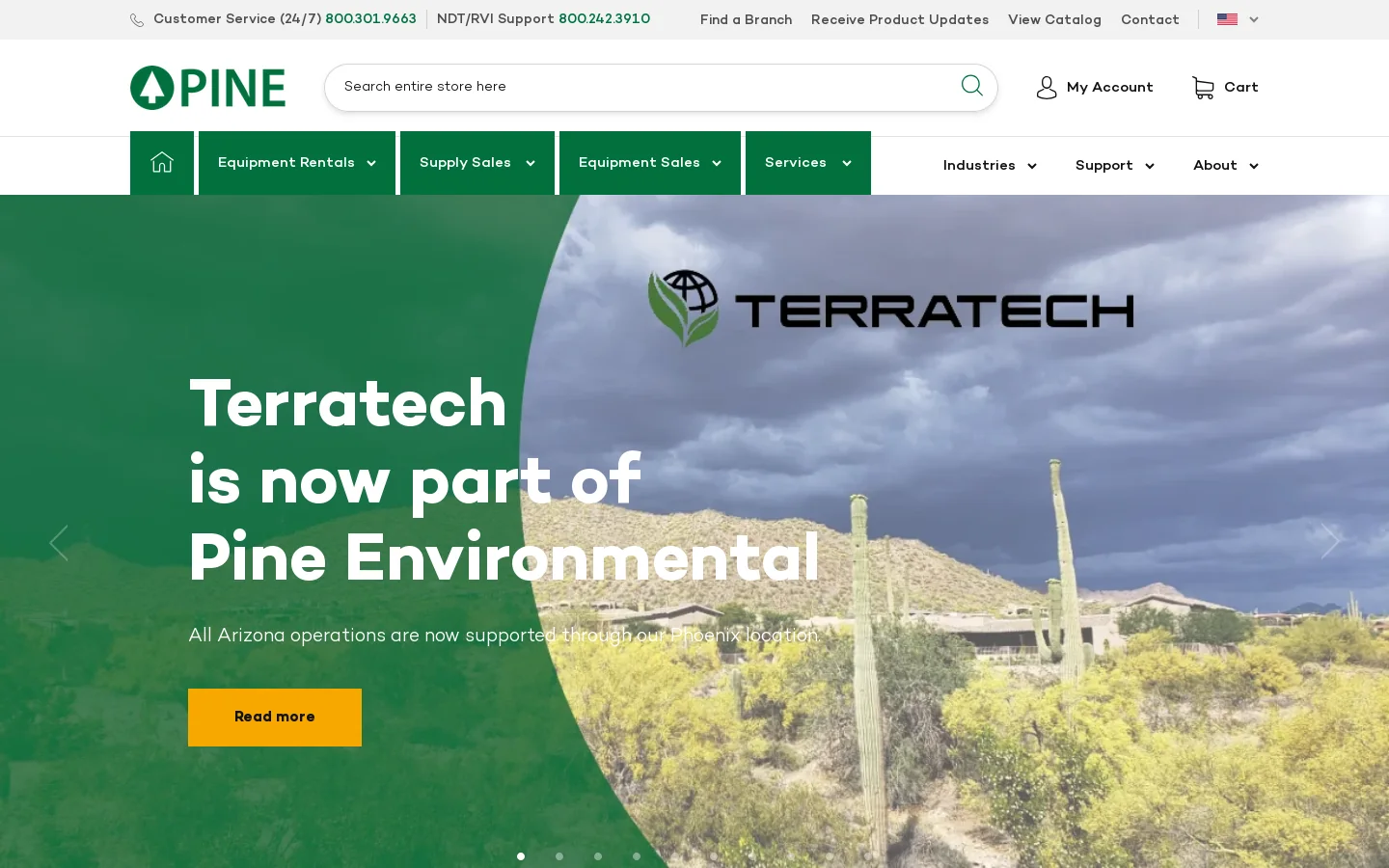 Pine Environmental Homepage screenshot
