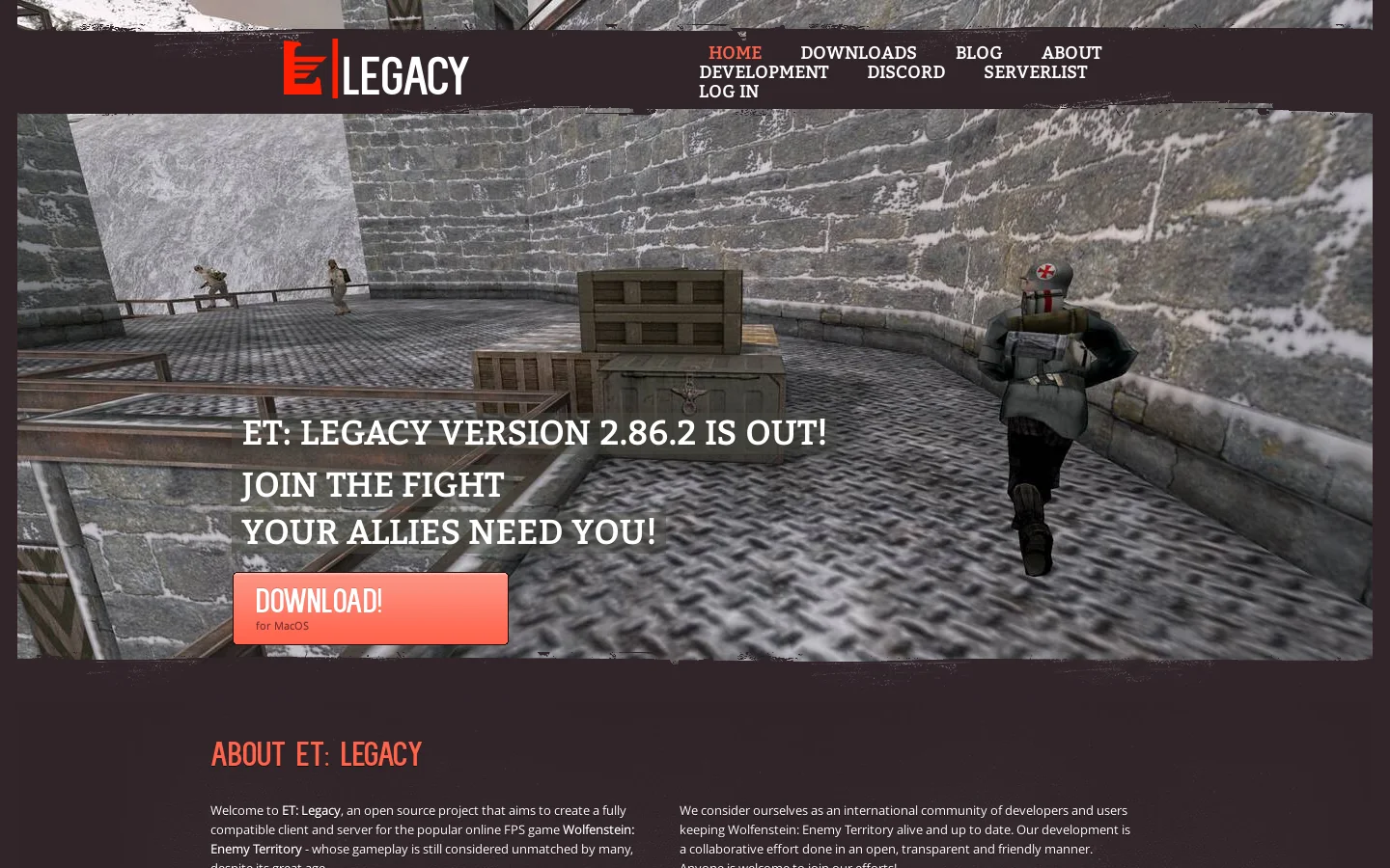 ET: Legacy - A fully compatible Wolfenstein Enemy Territory 2.60b client and server Homepage screenshot