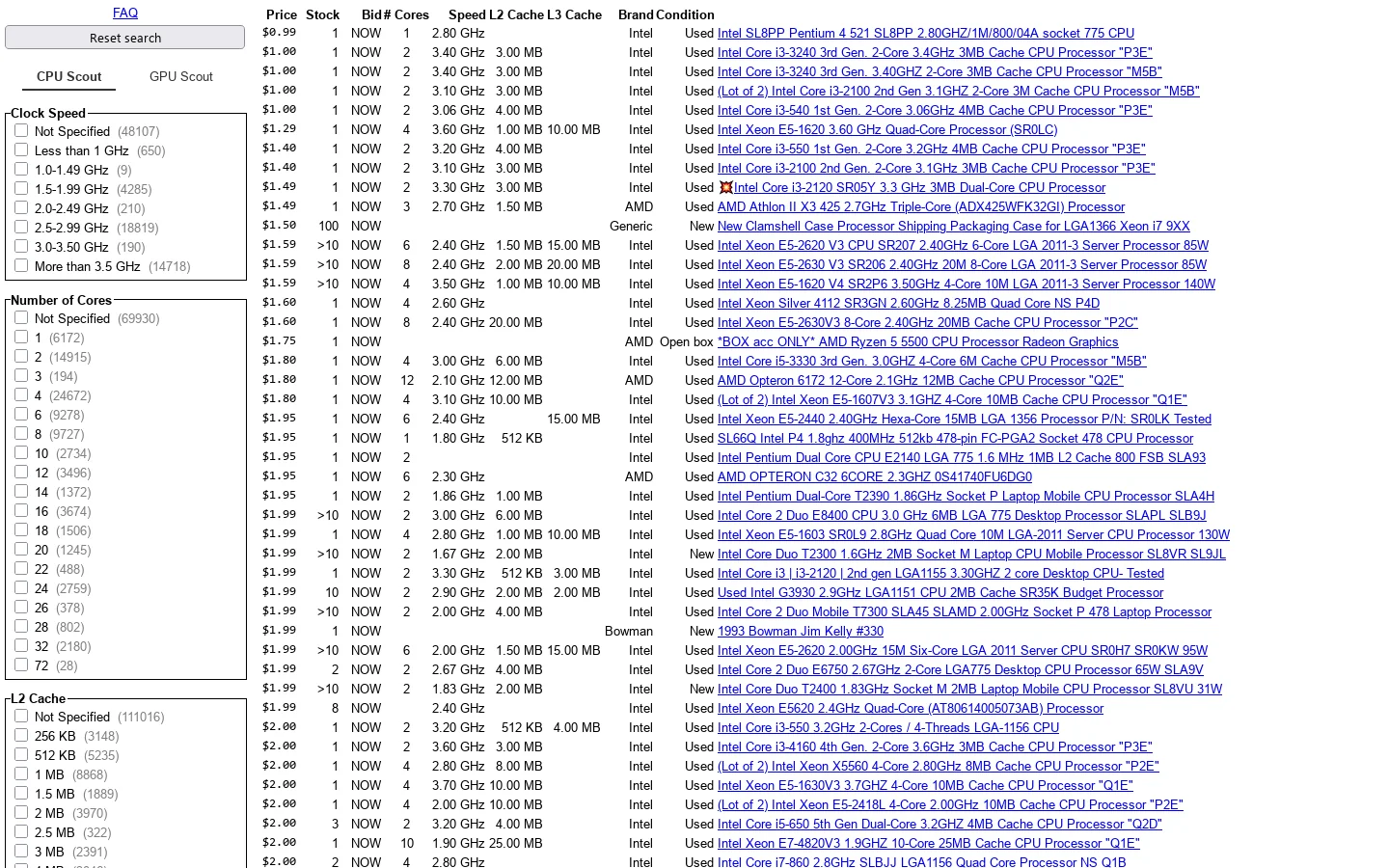 CPU Scout Homepage screenshot