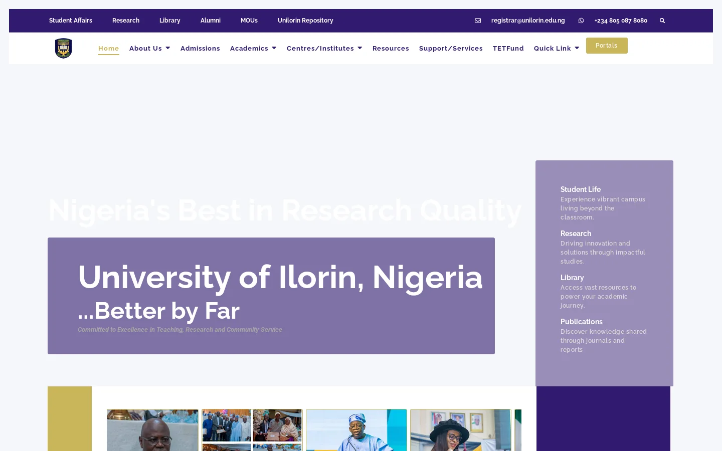 Home - University of Ilorin Homepage screenshot