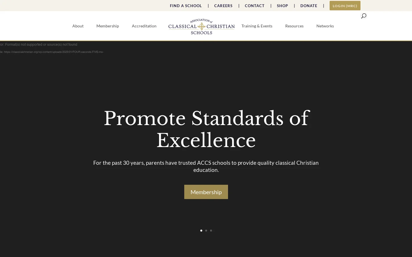 Association of Classical Christian Schools (ACCS) Homepage screenshot