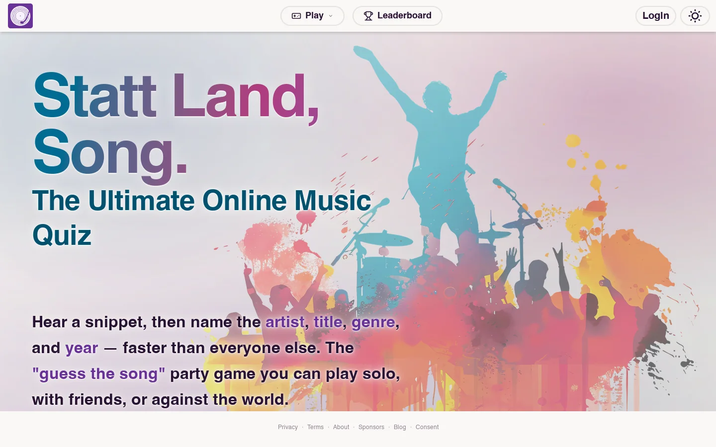 Statt Land, Song Homepage screenshot