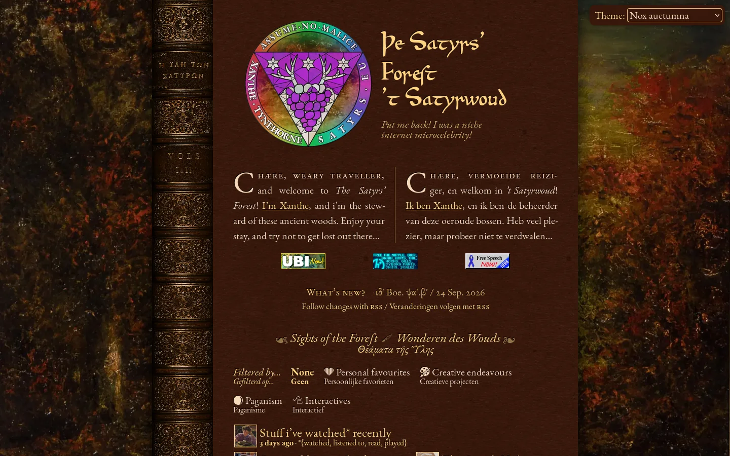 The Satyrs’ Forest · ’t Satyrwoud 🍇 Homepage screenshot
