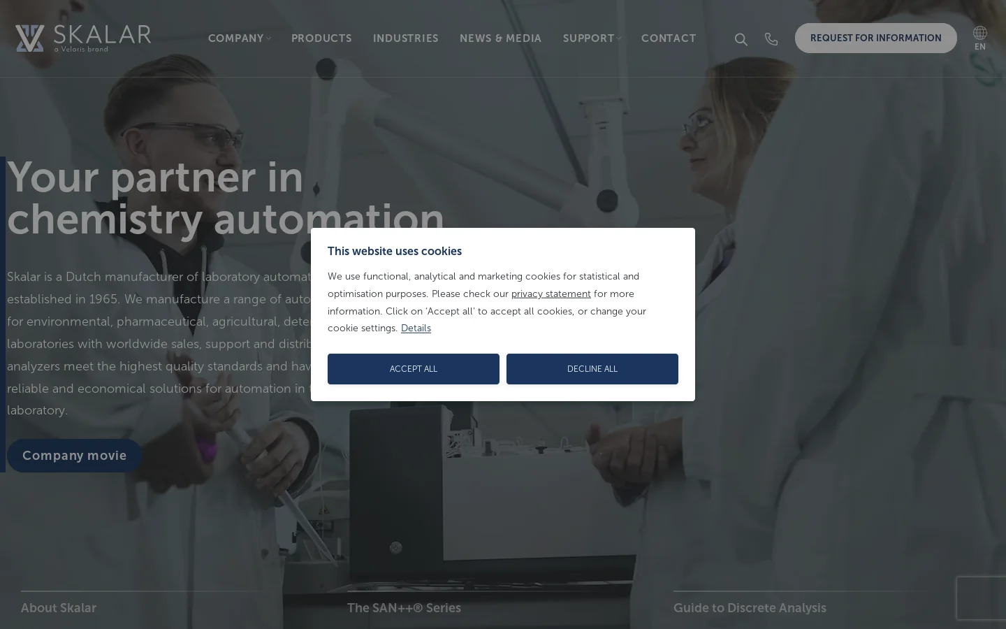 Skalar Homepage screenshot