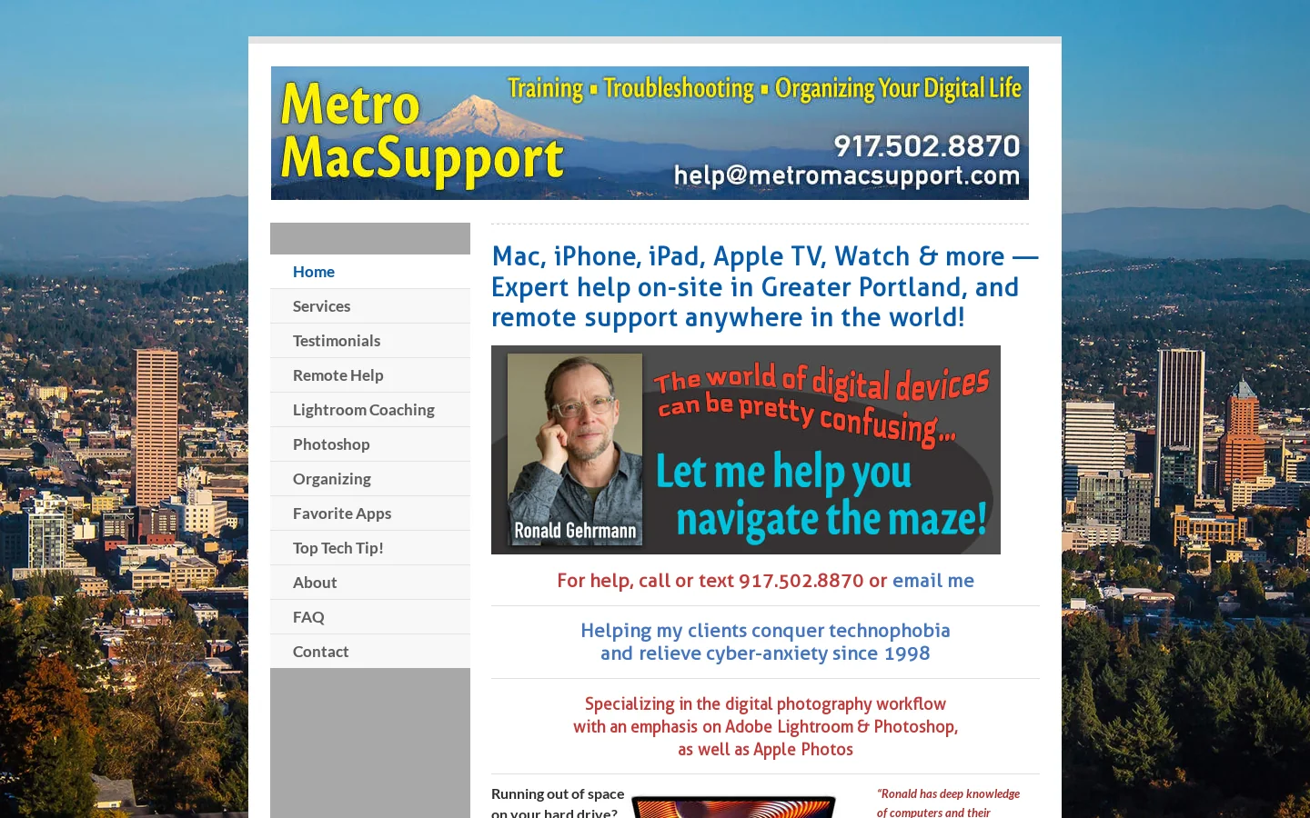 Metro MacSupport Homepage screenshot