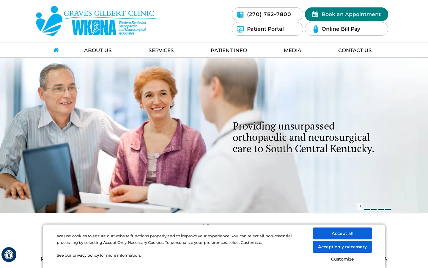 Western Kentucky Orthopaedic and Neurosurgical Associates | Orthopaedic Surgeons South Central Homepage screenshot