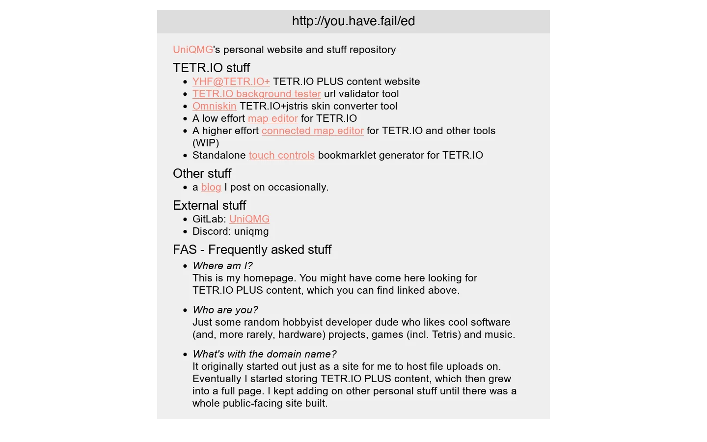 You Have Fail Homepage screenshot