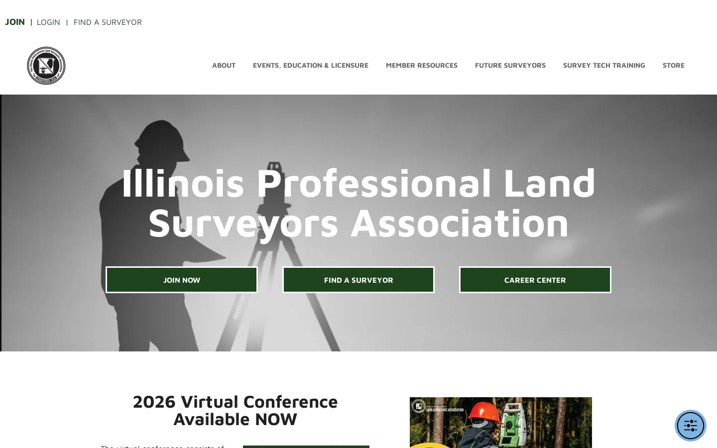 Illinois Professional Land Surveyors Association - Home Homepage screenshot
