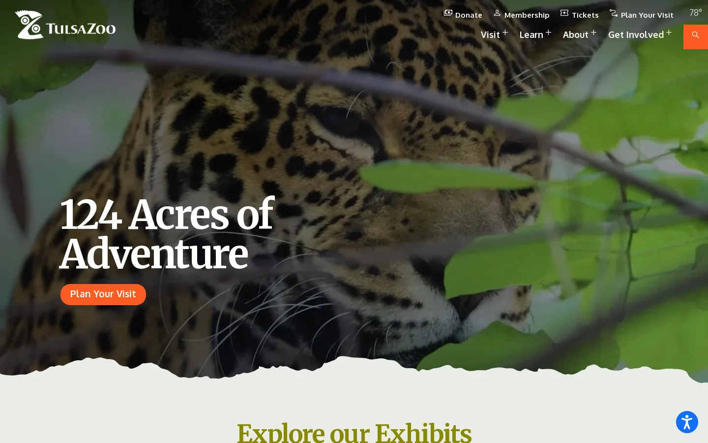 Tulsa Zoo Homepage screenshot