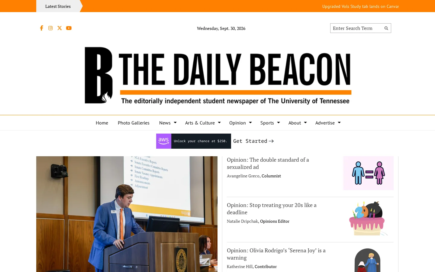 The Daily Beacon – The News Site of University of Tennessee Homepage screenshot