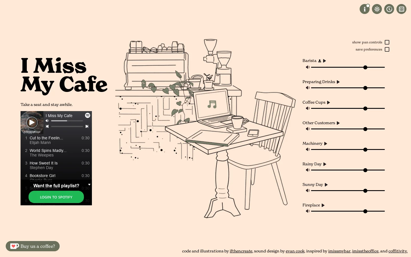 I Miss My Cafe Homepage screenshot