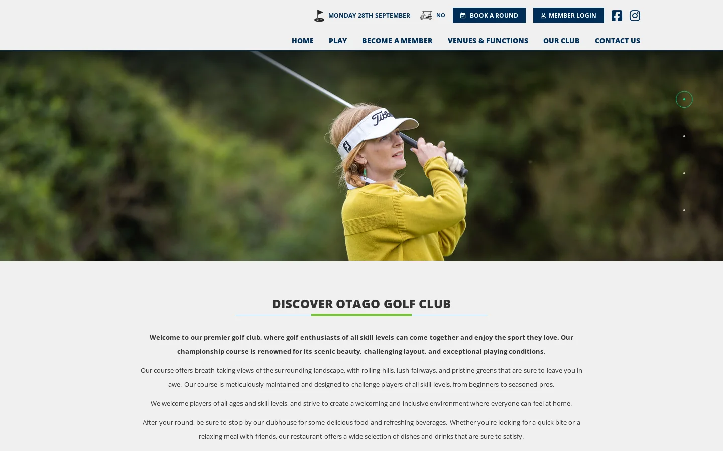 Otago Golf Club Homepage screenshot