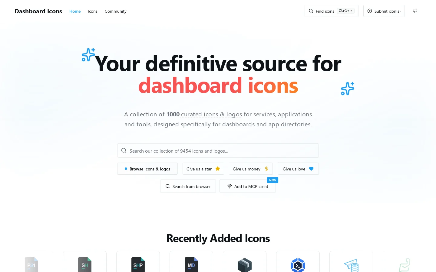 Free Dashboard Icons & Logos - Download High-Quality Service Icons Homepage screenshot