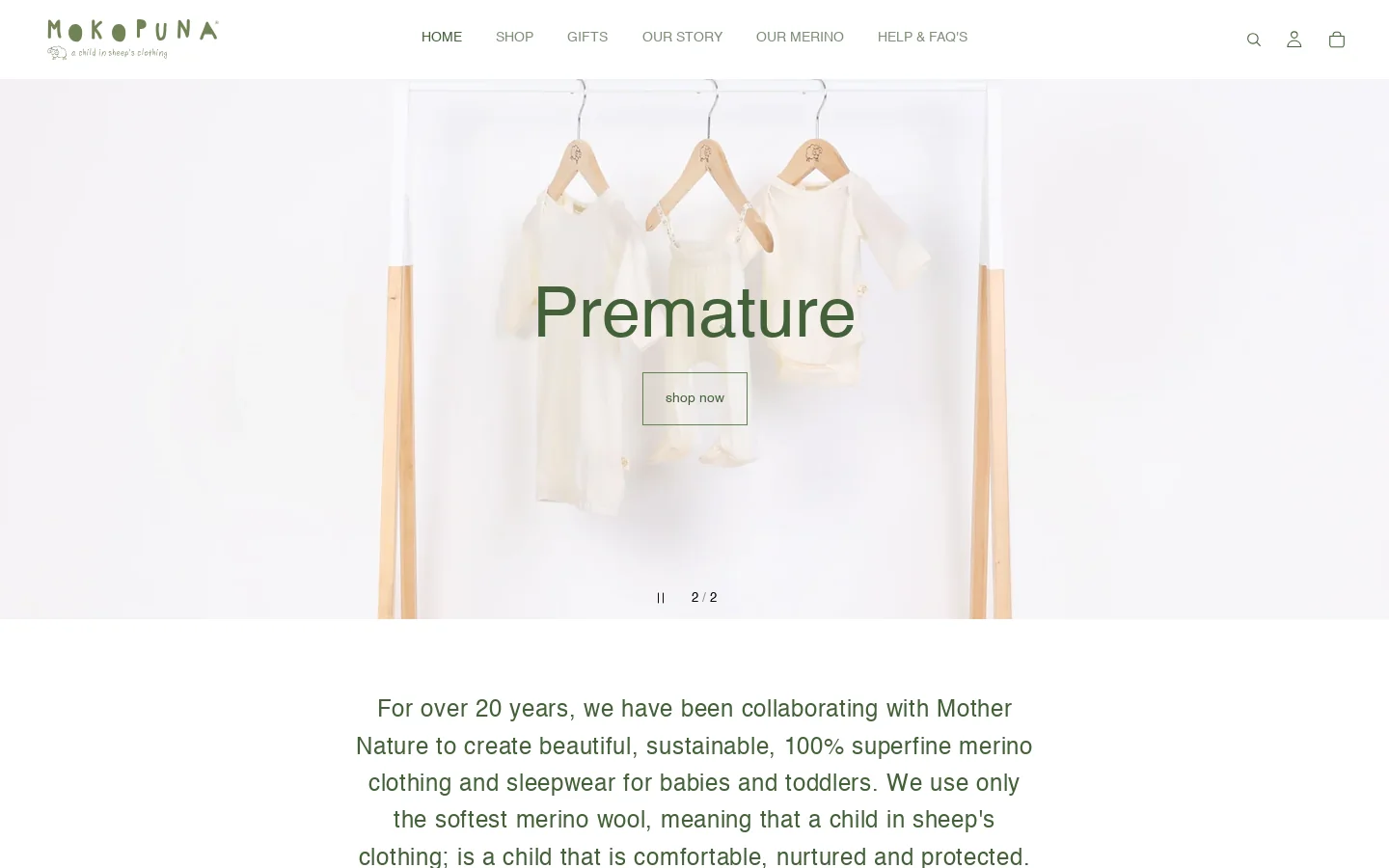 Mokopuna Merino Homepage screenshot